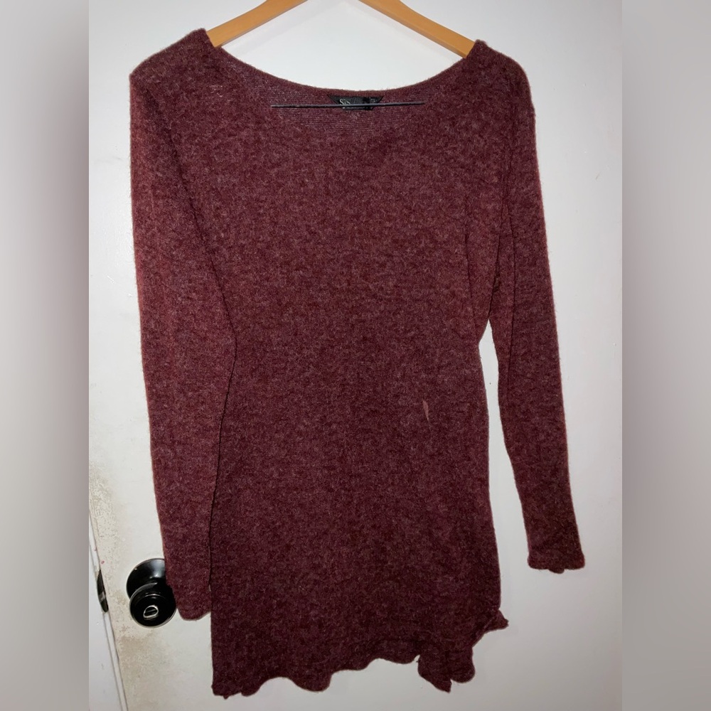 SJS women’s burgundy Long Sleeve Sweater blouse size XL